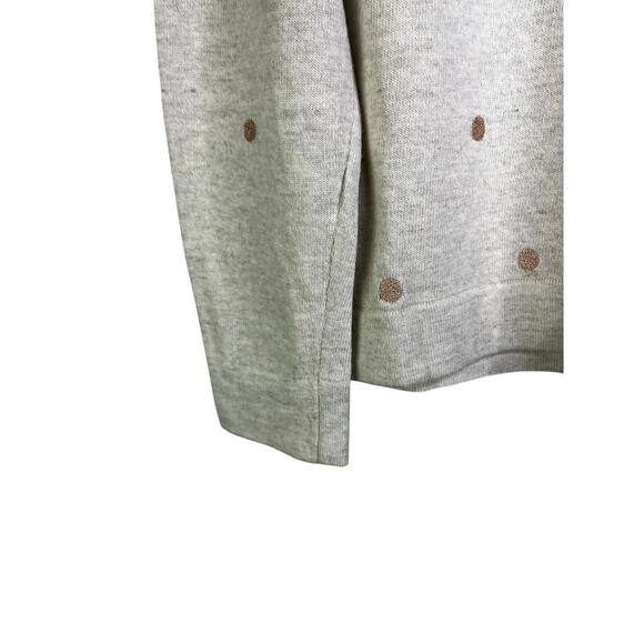 J.CREW Teddie Sweater Womens L Beige Glitter Polka Dots Cotton Wool Classic - Picture 5 of 8